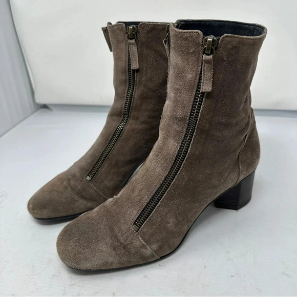 Homers Taupe Suede Leather Double Zip Booties  US‎ 7 1/2 EU 37 1/2 Spain Artisan - Picture 5 of 16